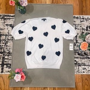 NWT!🤩✨BRAND NEW! INC 🖤🤍 Short Sleeve Hearts Shirt, Size S